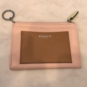 Coach color block keychain card holder coin purse